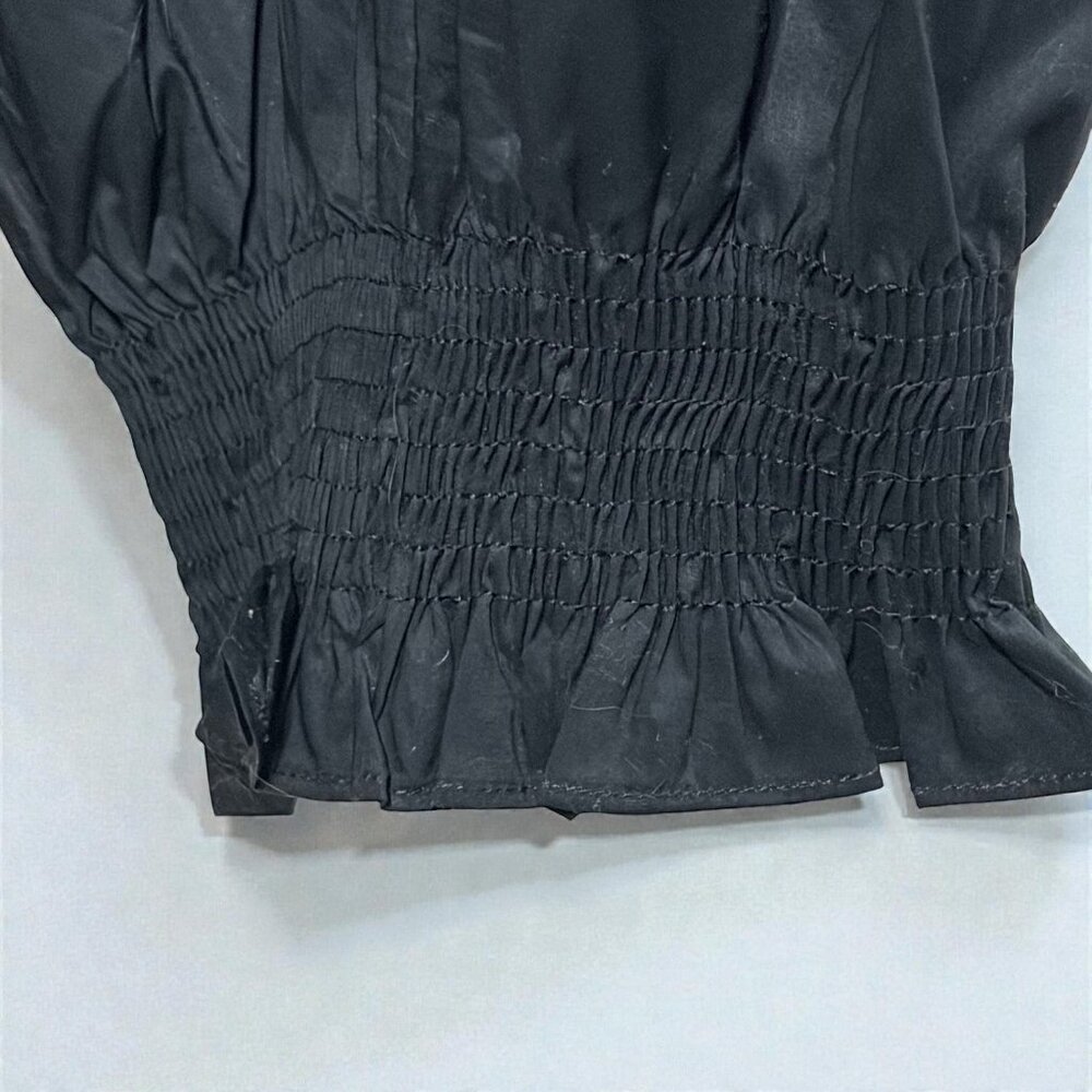 Harshman Bonnie Shirt 3X Black 100% Cotton Smocked V-Neck Puff Sleeve Boho Chic - Picture 4 of 11